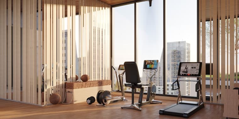 Trainingsfläche mit Tageslicht in einem Fitnessstudio